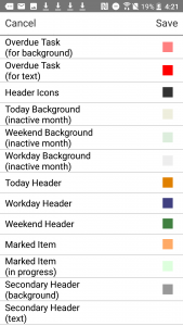 Event Colour Settings