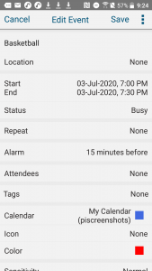 Pocket Informant - Event Information