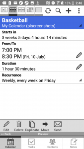 Pocket Informant - Event Detail