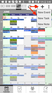 New Event - New Task - New Note