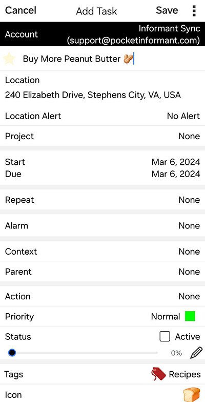 Create Peanut-Centric Reminders