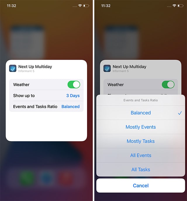 Widget Edit Screen