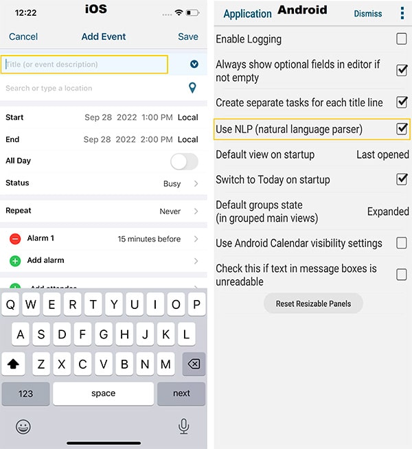 iOS and Android NLP